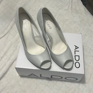 ALDO white heels, open toe, size 9.5 or 40 depending on where you are from.